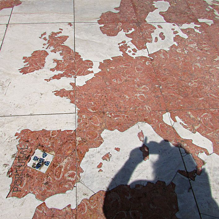 map of europe, pavement, street art, lisbon,