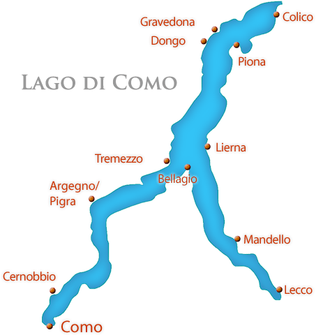 map of Lake Como, Italy