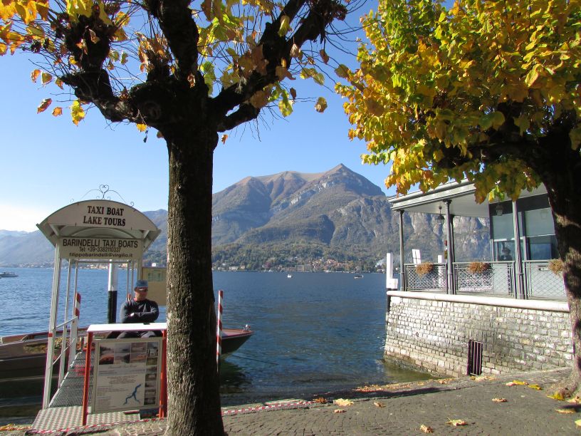 taxi stand with view on Lake Como in Bellagio, Italy