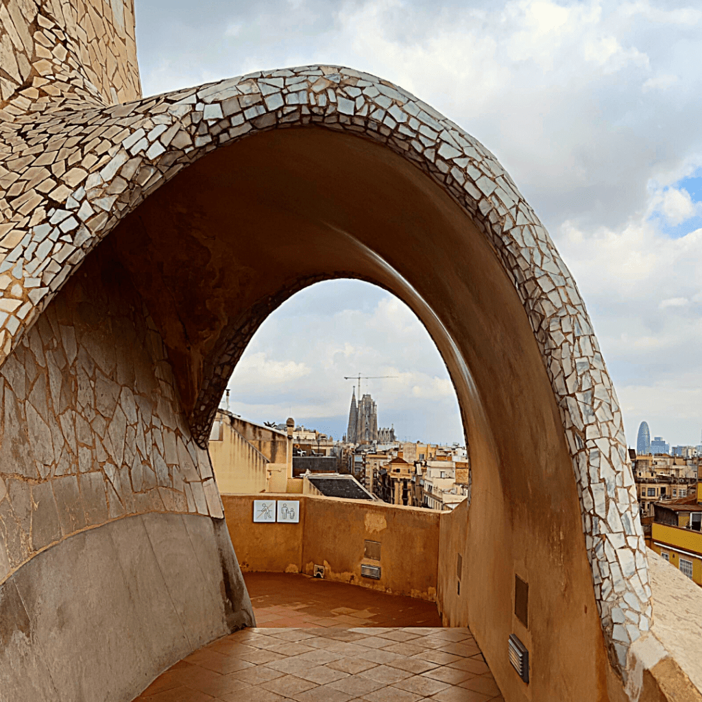 view from rooftop, Barcelona, Pedrera, casa Mila,