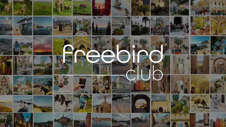 freebird club logo on the mosaic of photos