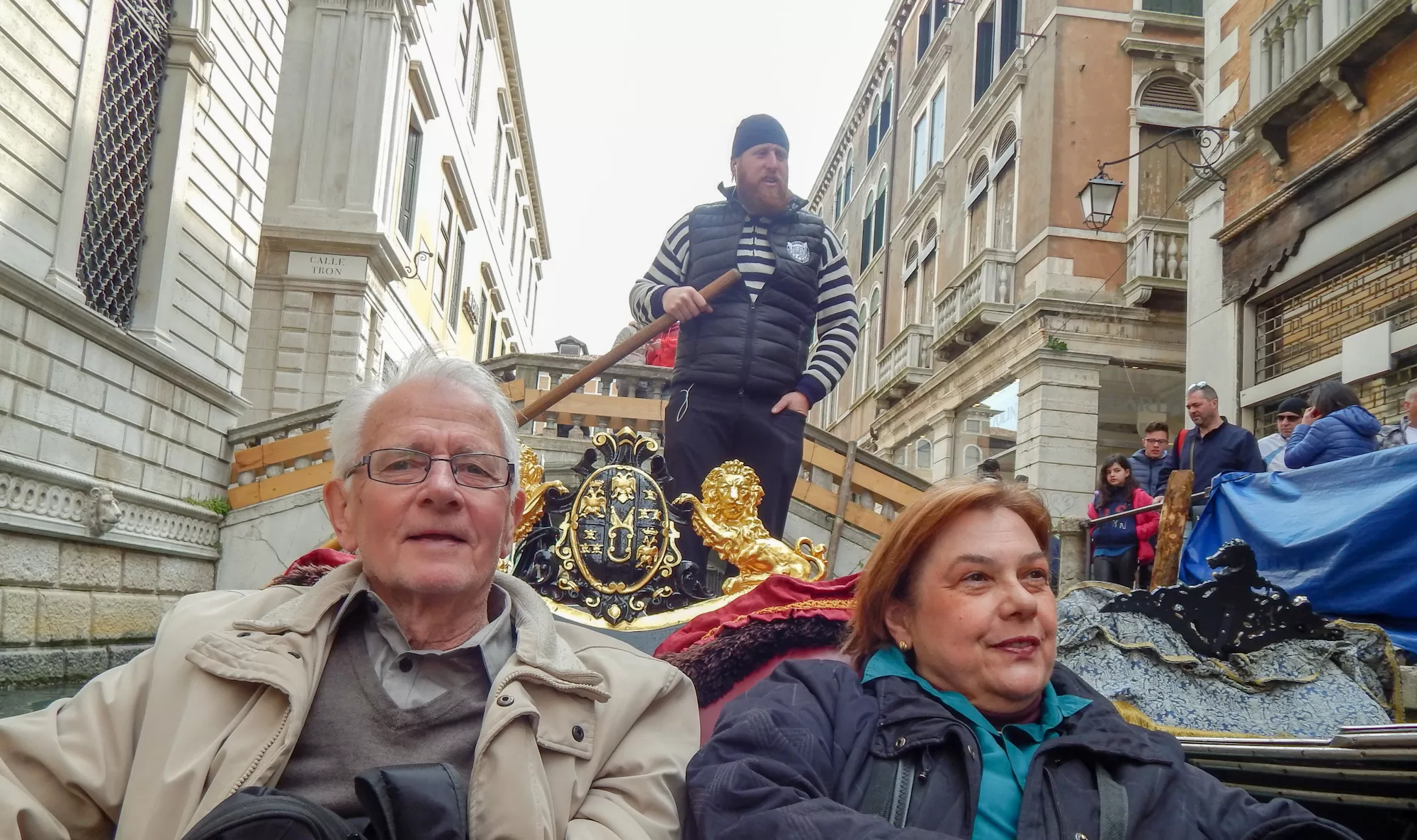 seniorglobetrotters in Venice riding in gondola