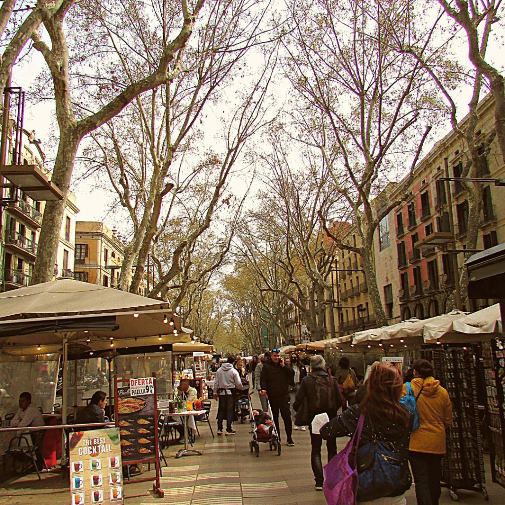 Rambla, street, promenade, pedestrians, Barcelona