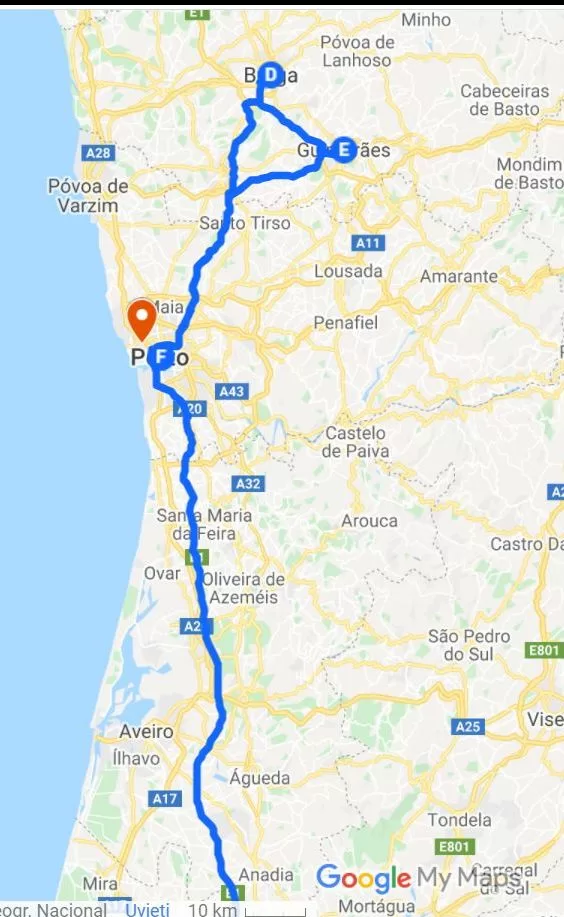travel map of Portugal part 3