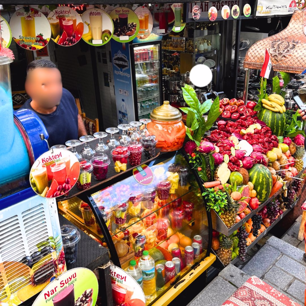 Street food fresh juice and fruit in Istanbul